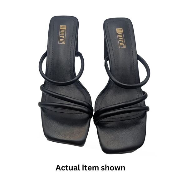 ✨ IDIFU IN3 Chunky Block Heels, Square Toe, Strappy Slip On Mules, Black Size 8 - Picture 6 of 9